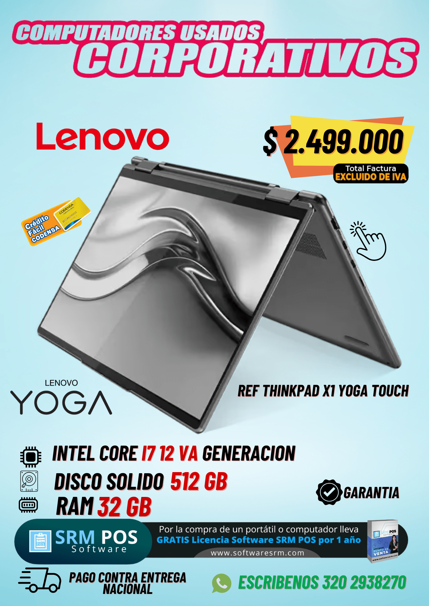 Lenovo ThinkPad X1 Yoga – Convertible Touch 360° | i7 12ª Gen | 32GB RAM | 512GB SSD